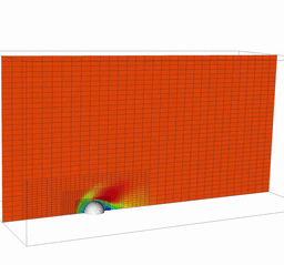 Atomization of a liquid jet simulation